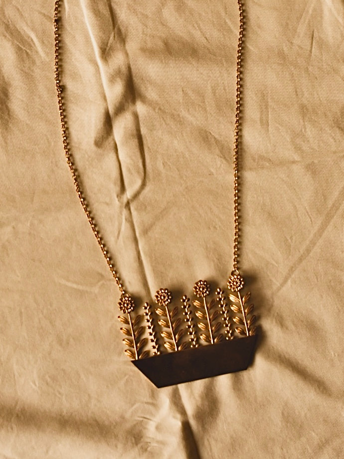 Floral Garden Gold Statement Necklace