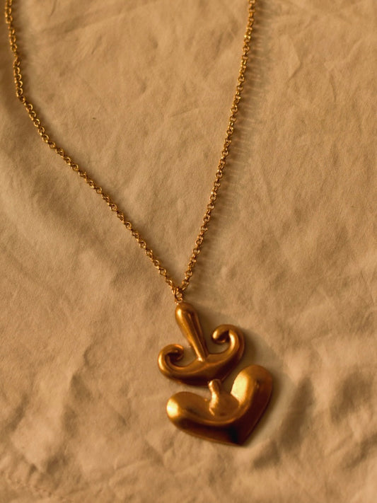 Gold Artistic Heart Pendant Necklace