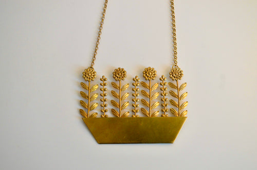 Floral Garden Gold Statement Necklace
