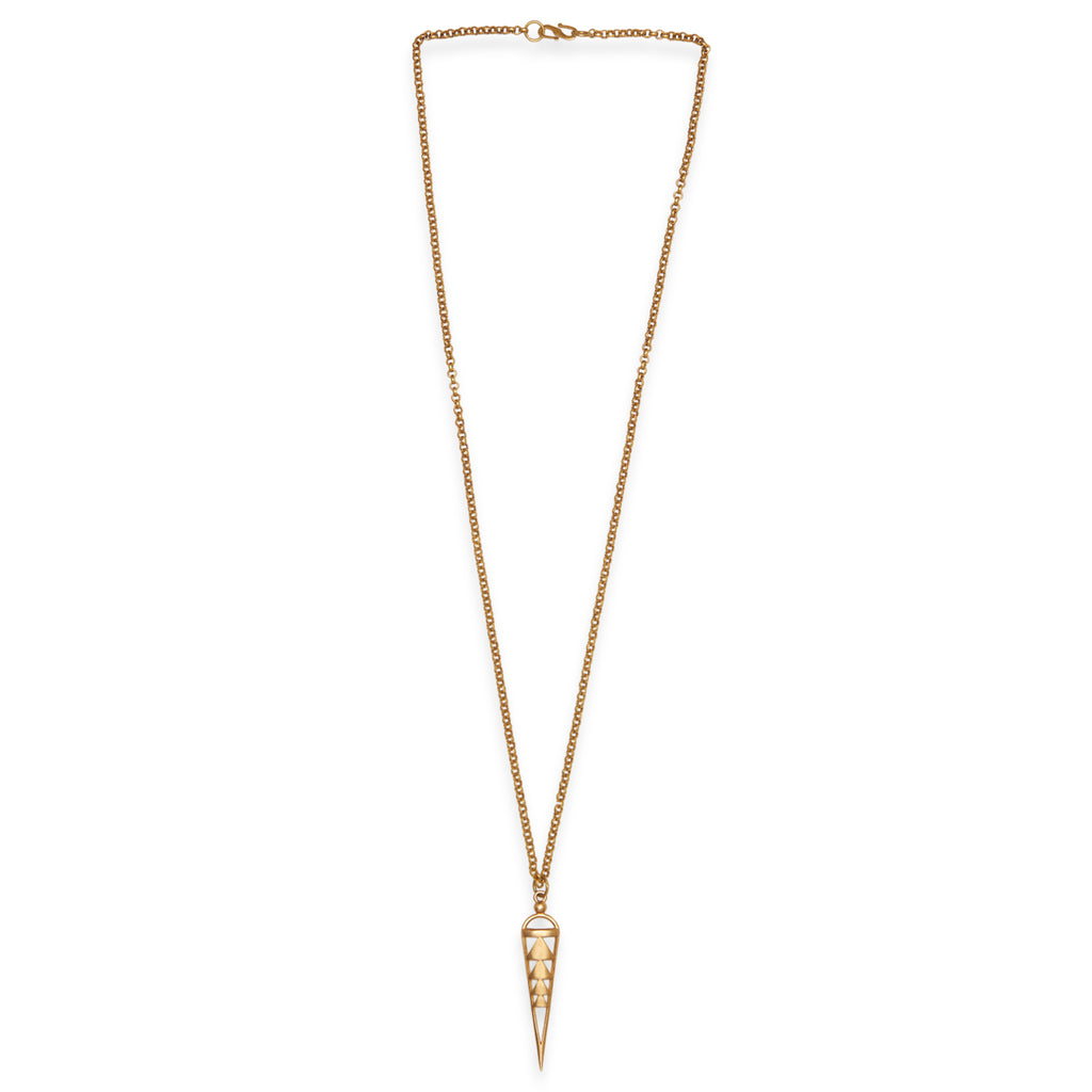 Geometric Gold Cone Pendant Necklace