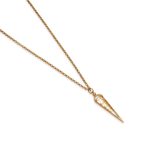 Geometric Gold Cone Pendant Necklace