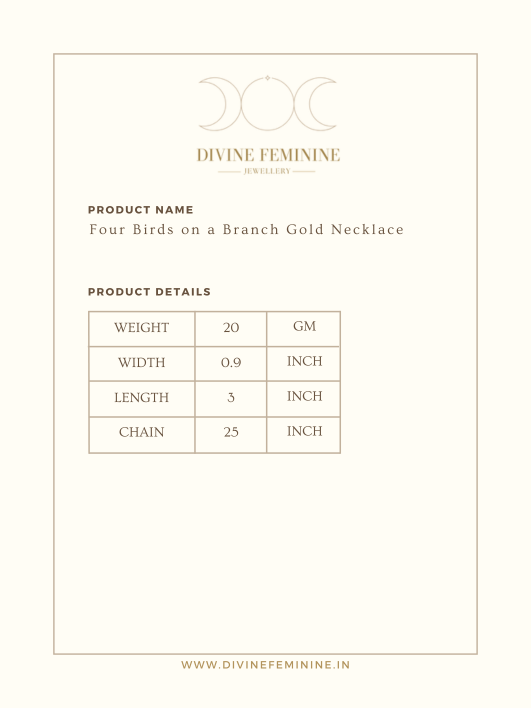 Four Birds on a Branch Gold Necklace