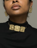 Padma Set – Footprint & Lotus Motif Brass Necklace & Earrings