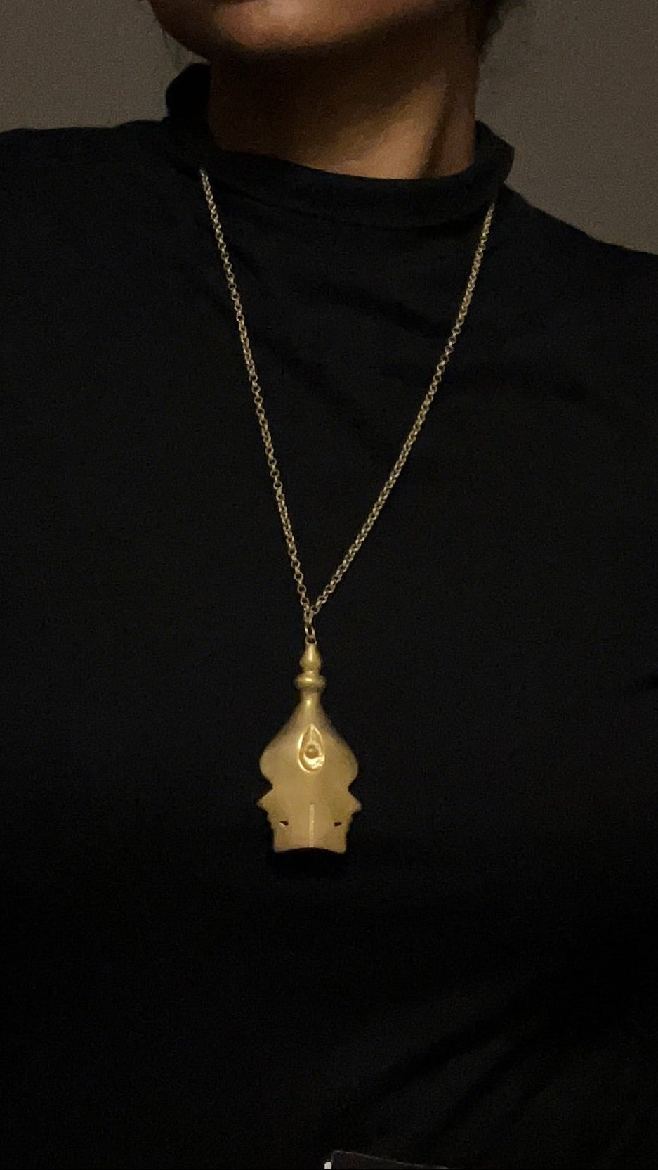 Twin Faces Temple Dome Pendant Necklace