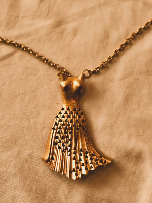 Elegant Gold Dress Pendant Necklace