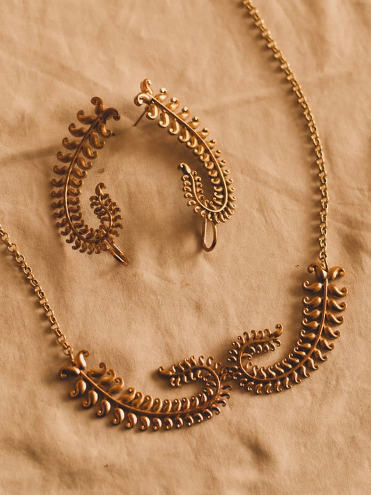 Valli Set – Brass Necklace & Earrings Inspired by Wild Vines