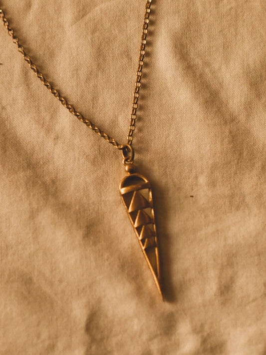 Geometric Gold Cone Pendant Necklace