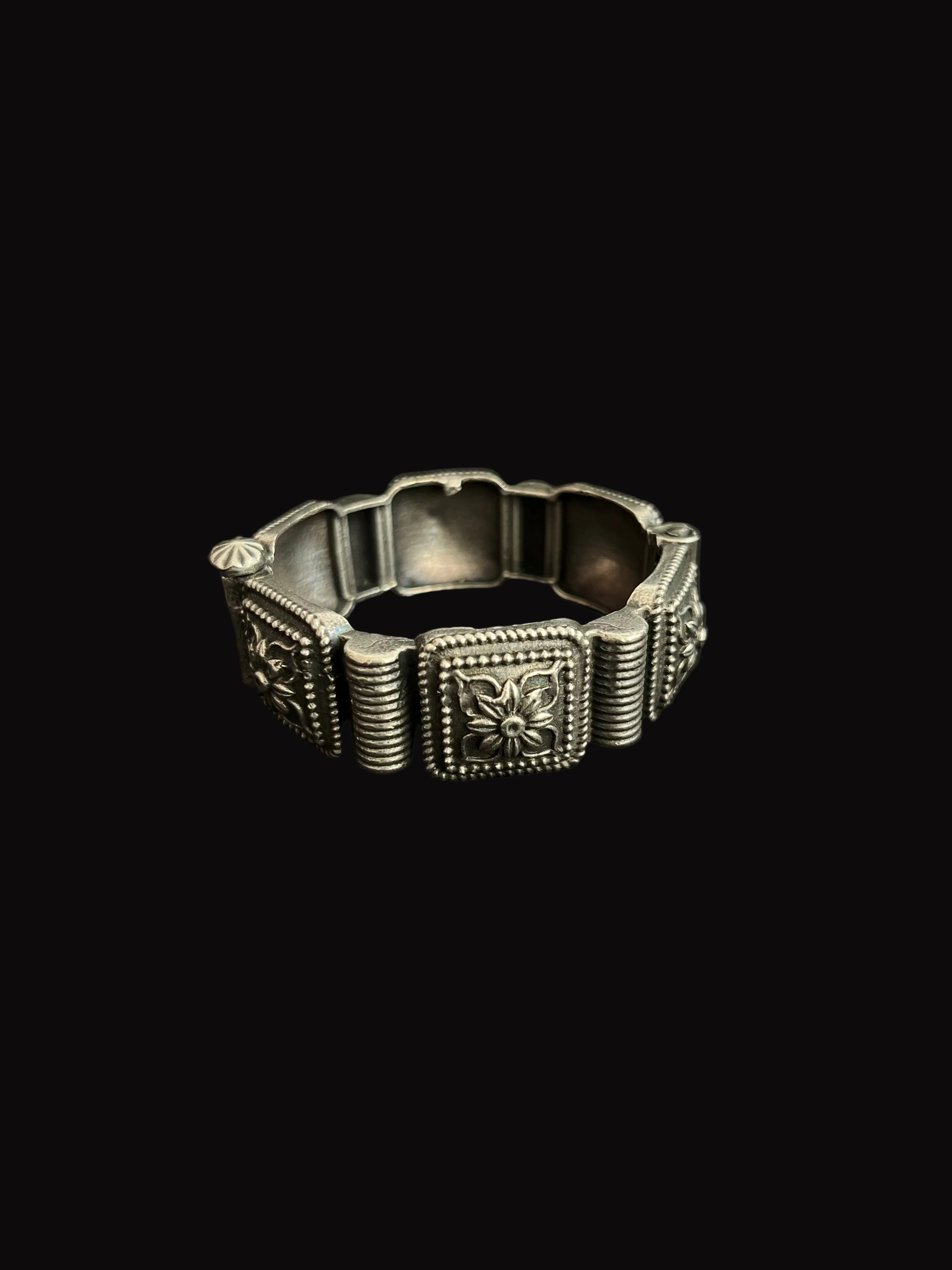 Silver Floral Kada Bangle