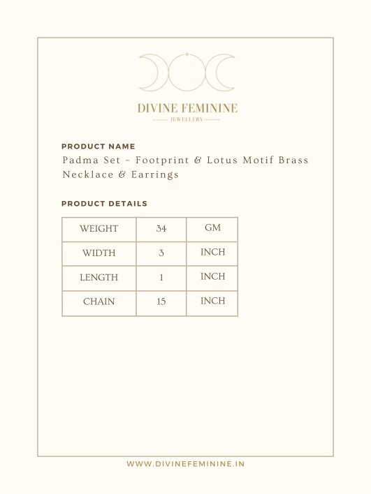 Padma Set – Footprint & Lotus Motif Brass Necklace & Earrings